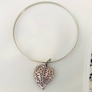 Leaf Charm Bangle Bracelet